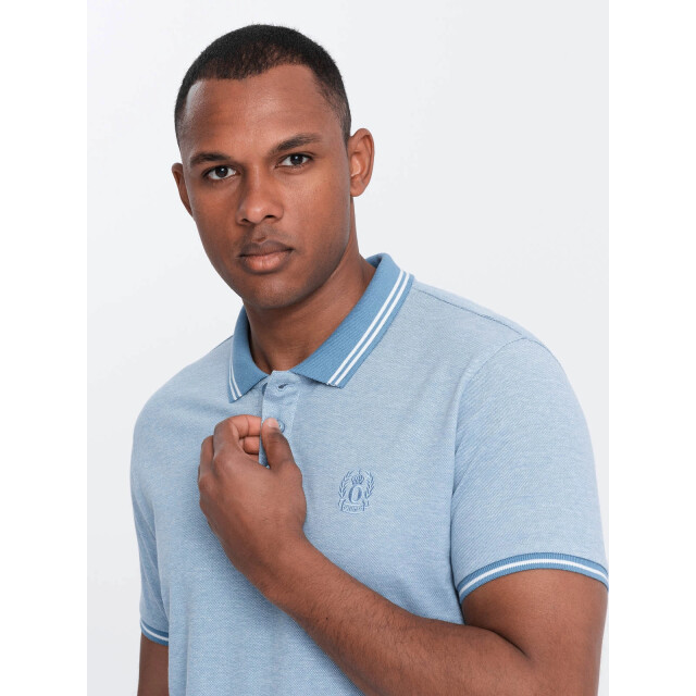 Ombre Poloshirt heren korte mouw blue melange 0109-blm OM-POSB-0109-BLM large