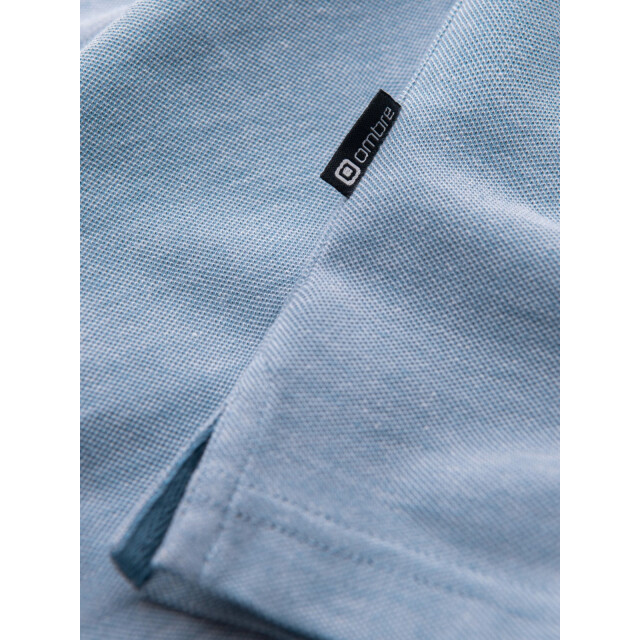 Ombre Poloshirt heren korte mouw blue melange 0109-blm OM-POSB-0109-BLM large