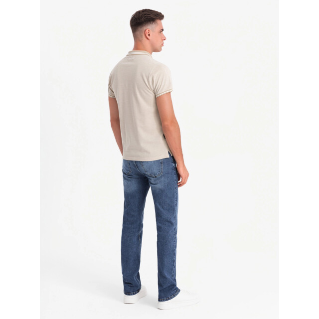 Ombre Poloshirt heren korte mouw sand melange 0109-sm OM-POSB-0109-SM large