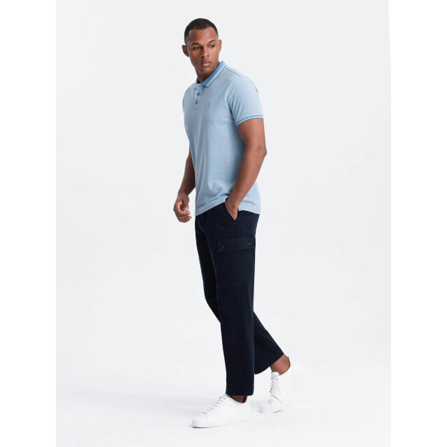 Ombre Poloshirt heren korte mouw blue melange 0109-blm OM-POSB-0109-BLM large