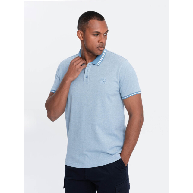 Ombre Poloshirt heren korte mouw blue melange 0109-blm OM-POSB-0109-BLM large