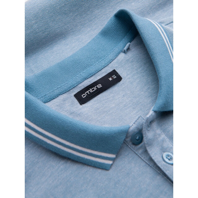 Ombre Poloshirt heren korte mouw blue melange 0109-blm OM-POSB-0109-BLM large