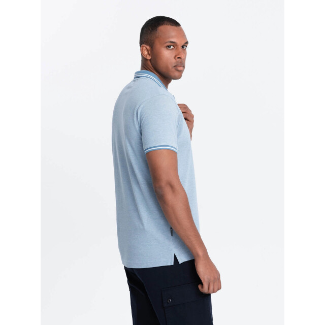 Ombre Poloshirt heren korte mouw blue melange 0109-blm OM-POSB-0109-BLM large