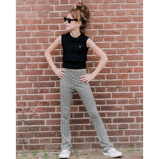 Kiestone Zomer broek meisjes grafic /wit flair KS9771-grafic black&white large
