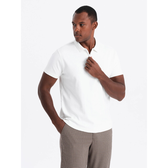 Ombre Poloshirt heren korte mouw met rits - 0132w OM-POSS-0132W large