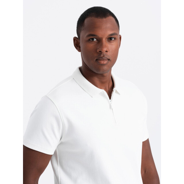 Ombre Poloshirt heren korte mouw met rits - 0132w OM-POSS-0132W large
