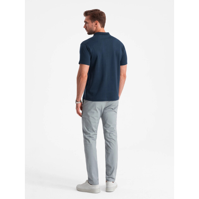 Ombre Poloshirt heren korte mouw met rits blauw 0132n OM-POSS-0132N large