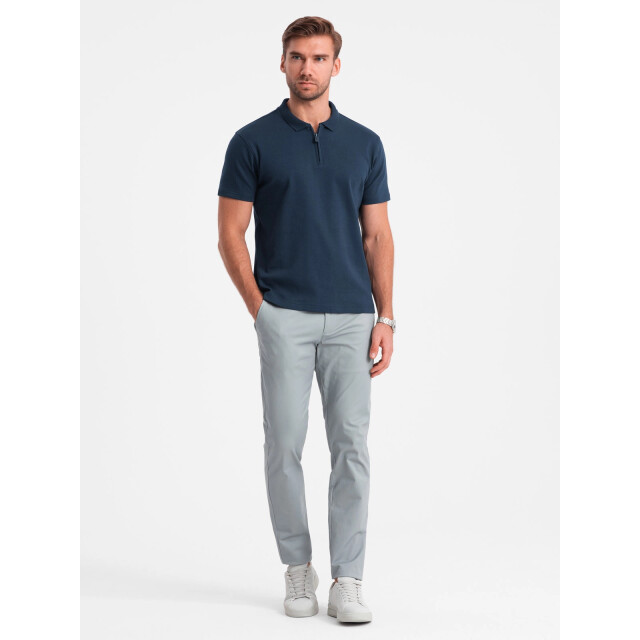 Ombre Poloshirt heren korte mouw met rits blauw 0132n OM-POSS-0132N large