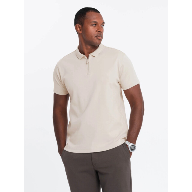 Ombre Poloshirt heren korte mouw met rits creme 0132c OM-POSS-0132C large