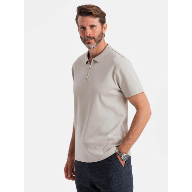 Ombre Poloshirt heren korte mouw met rits licht 0132lg OM-POSS-0132LG large