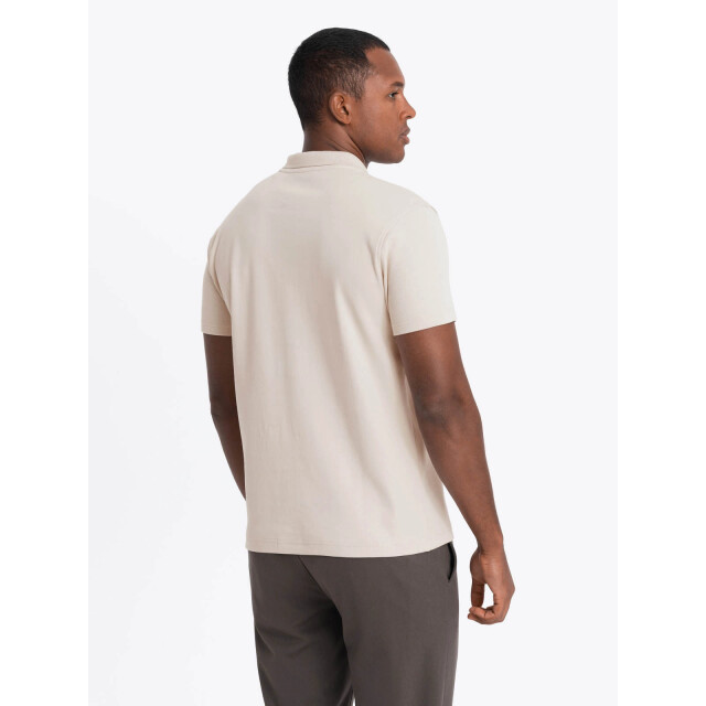 Ombre Poloshirt heren korte mouw met rits creme 0132c OM-POSS-0132C large
