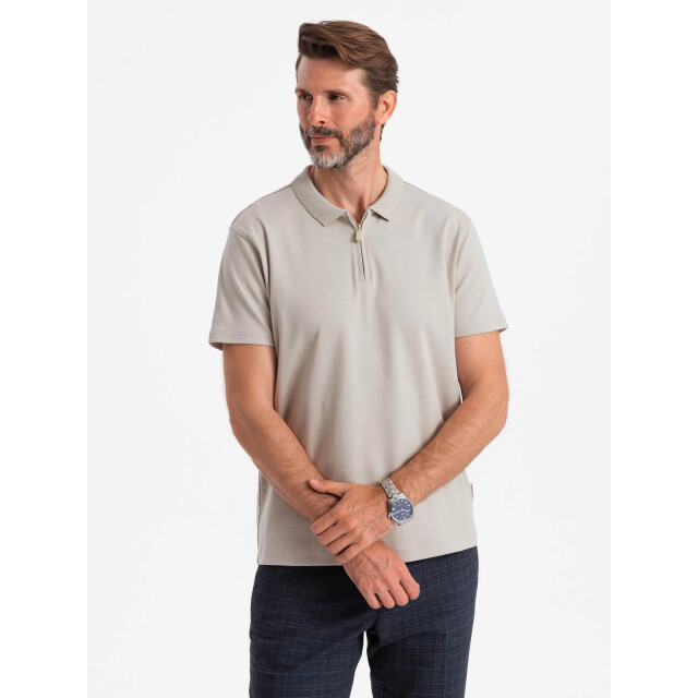 Ombre Poloshirt heren korte mouw met rits licht 0132lg OM-POSS-0132LG large