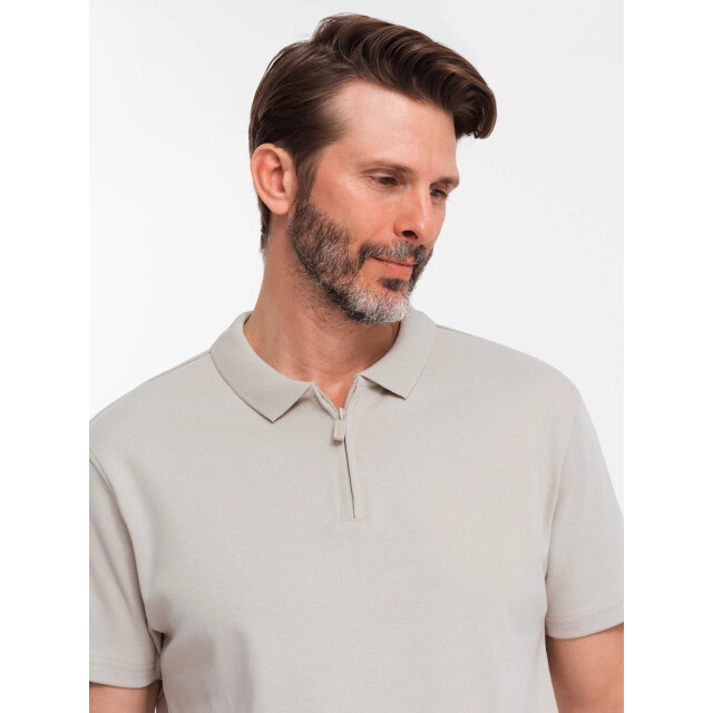 Ombre Poloshirt heren korte mouw met rits licht 0132lg OM-POSS-0132LG large