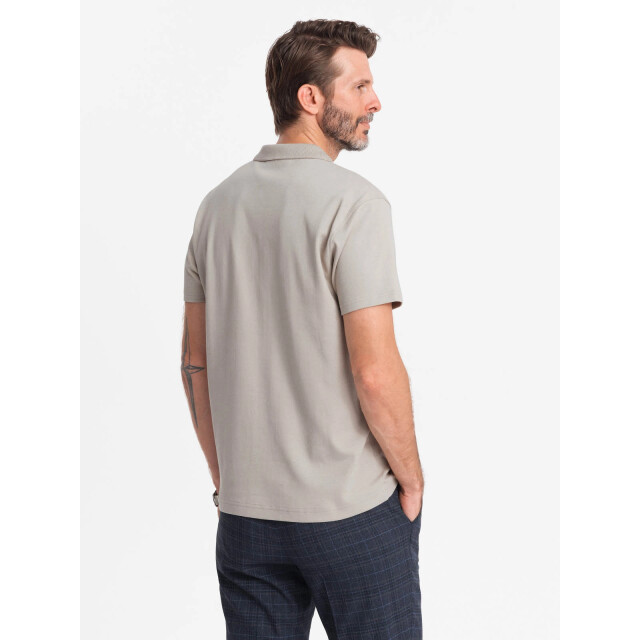 Ombre Poloshirt heren korte mouw met rits licht 0132lg OM-POSS-0132LG large