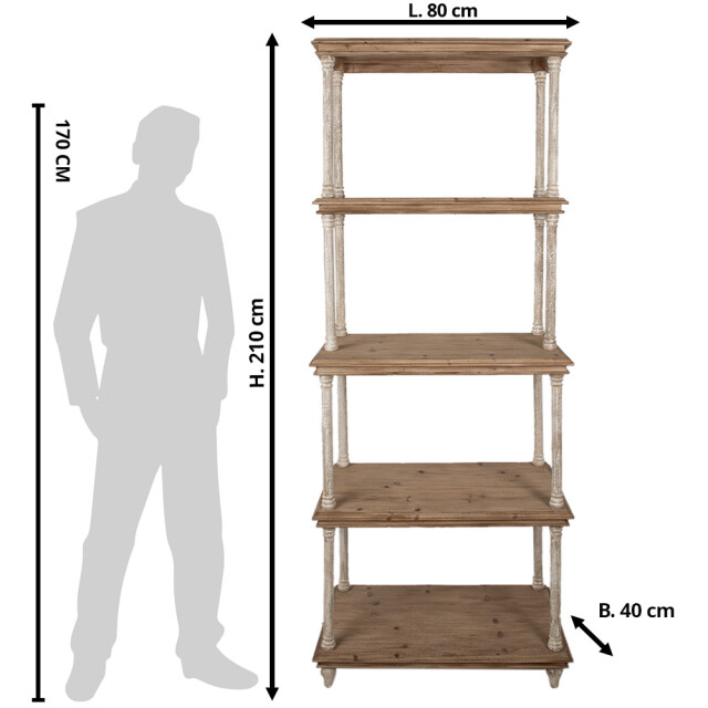 Clayre & Eef Clayre & eef boekenkast 80x40x210 cm hout 2815159 large