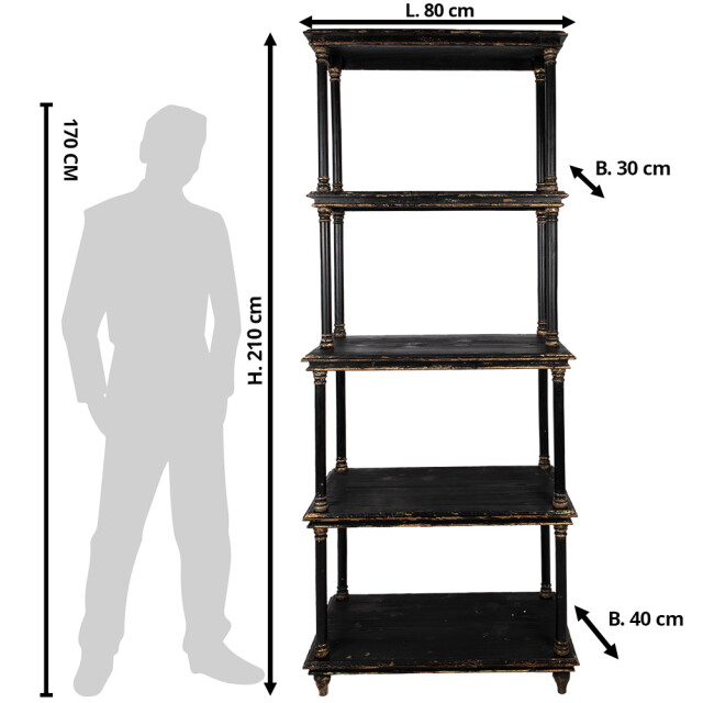 Clayre & Eef Clayre & eef boekenkast 80x40x210 cm hout stellingkast 2814743 large