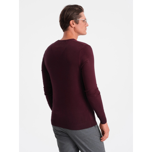 Ombre Heren v-hals sweater ribgebreide boorden bordeaux bs-0107bd BS-0107LB-3 large