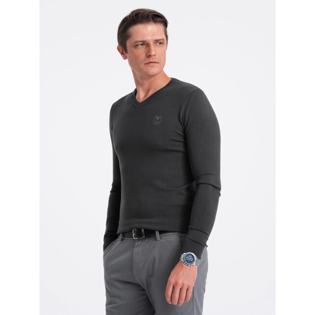 Ombre Heren v-hals sweater ribgebreide boorden -donker bs-0107dg BS-0107DG large