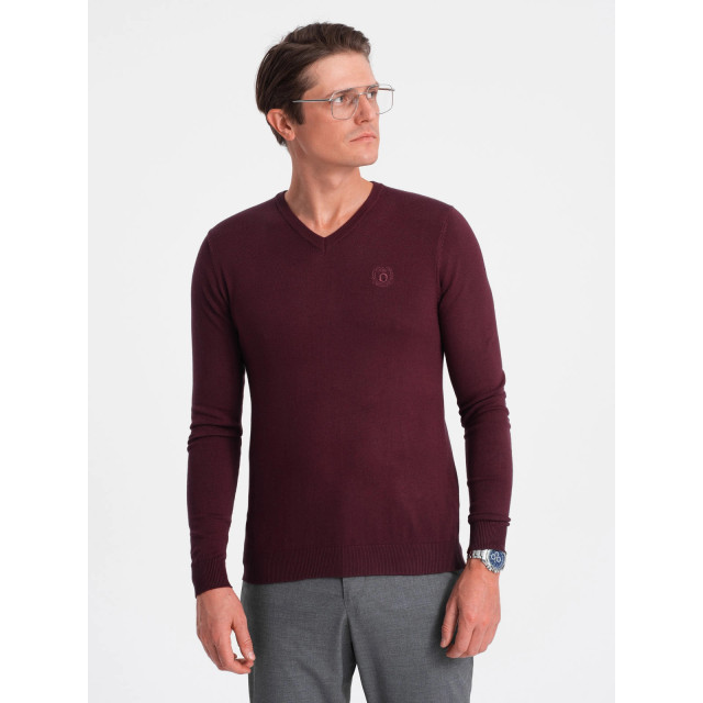 Ombre Heren v-hals sweater ribgebreide boorden bordeaux bs-0107bd BS-0107LB-3 large