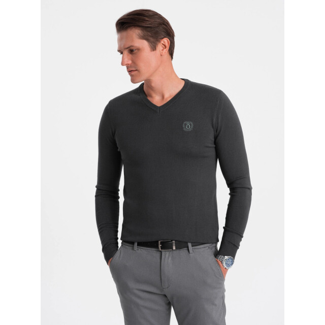 Ombre Heren v-hals sweater ribgebreide boorden -donker bs-0107dg BS-0107DG large