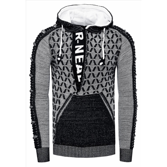 Rusty Neal heren trui zwart wit hoodie 13362 9513-R-13362 large