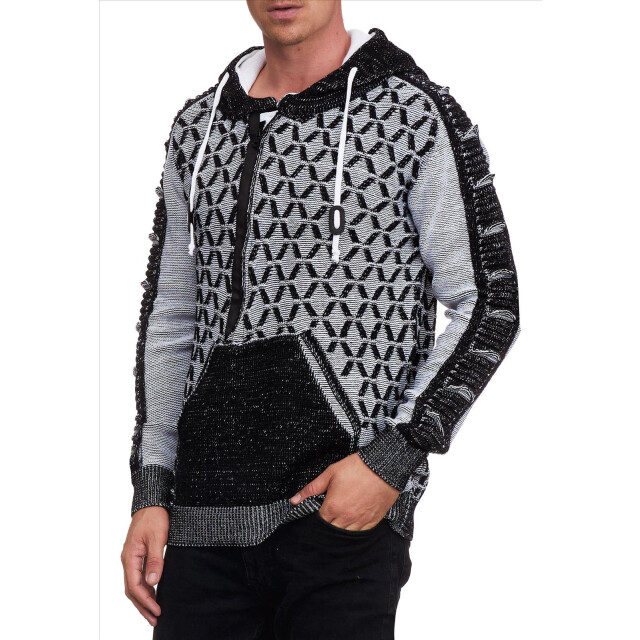Rusty Neal heren trui zwart wit hoodie 13362 9513-R-13362 large