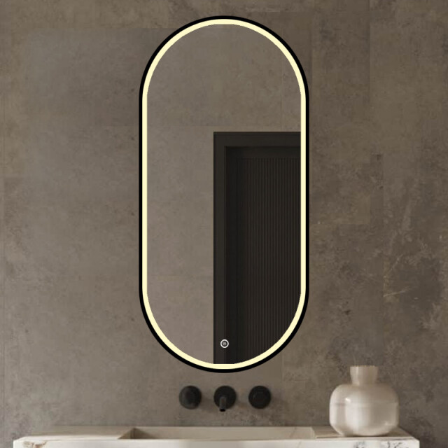 Vtw Living Badkamerspiegel ovaal led verlichting dimbaar anti condens verwarming 3038866 large