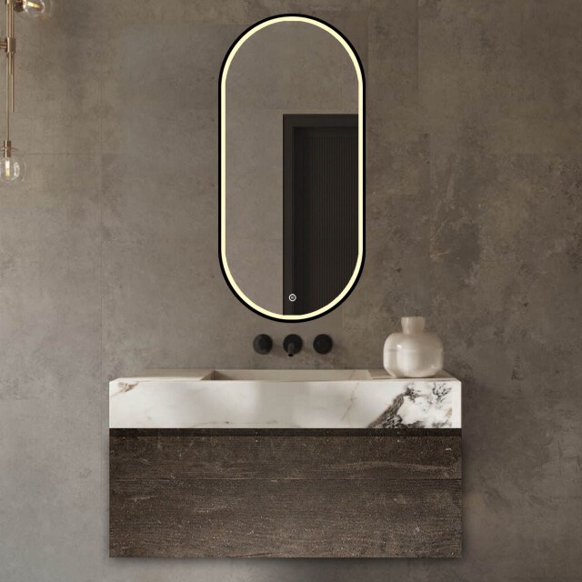 Vtw Living Badkamerspiegel ovaal led verlichting dimbaar anti condens verwarming 3038866 large