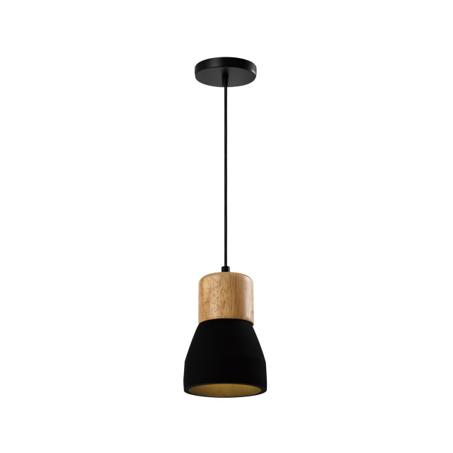 QUVIO Hanglamp langwerpig beton met hout quv5144l-black 1540315 large