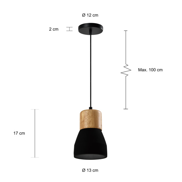 QUVIO Hanglamp langwerpig beton met hout quv5144l-black 1540315 large