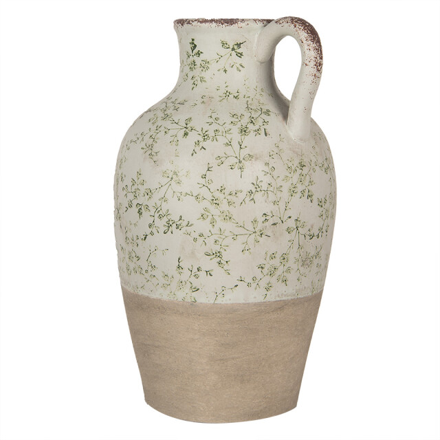 Clayre & Eef Decoratie kan Ø 30x50 cm groen keramiek bloemen 3042138 large