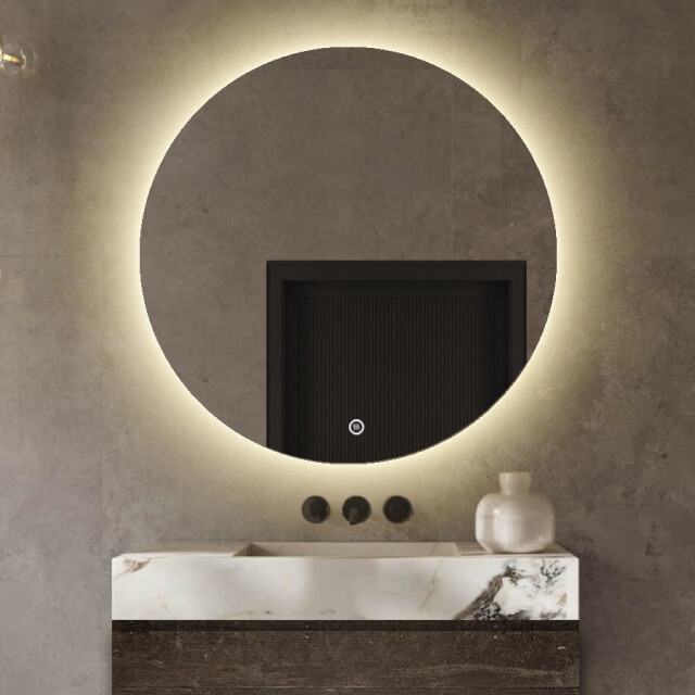 Vtw Living Badkamerspiegel rond 60 cm led verlichting en anti condens verwarming 2979179 large