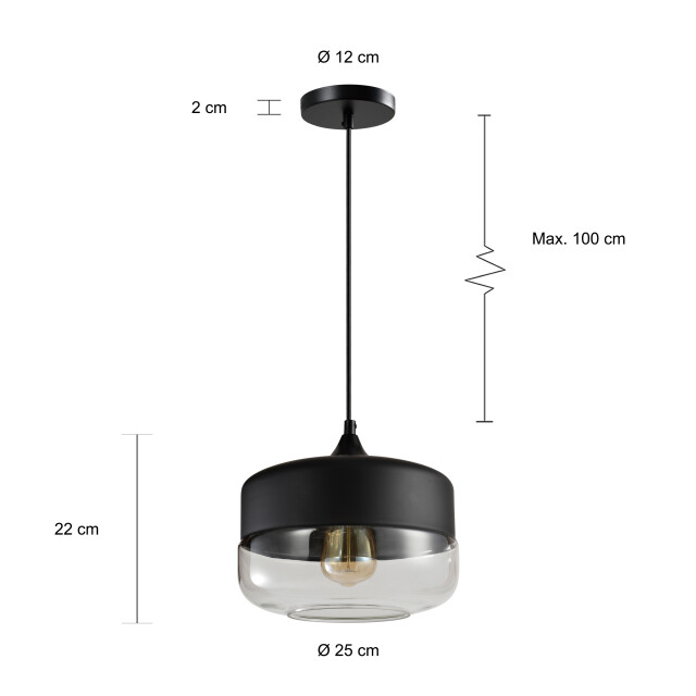 QUVIO Hanglamp glas zwart quv5101l-black 1538359 large