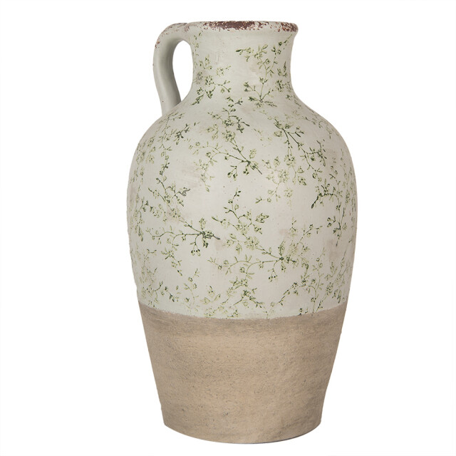 Clayre & Eef Decoratie kan Ø 30x50 cm groen keramiek bloemen 3042138 large