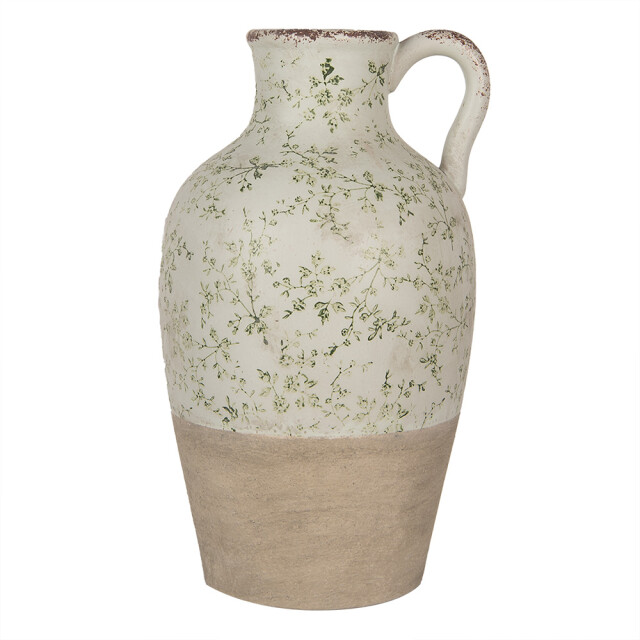 Clayre & Eef Decoratie kan Ø 30x50 cm groen keramiek bloemen 3042138 large