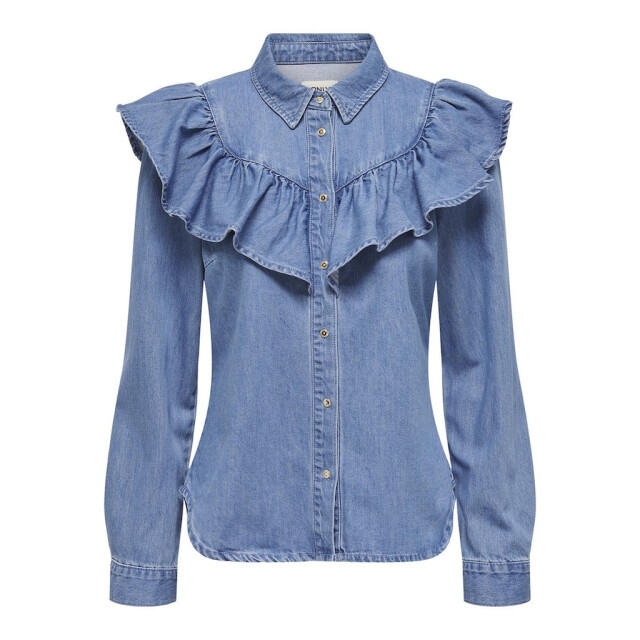 Only onlindigo ls frill dnm shirt qyt no 15297988 medium blue denim 06615.265.0073 large