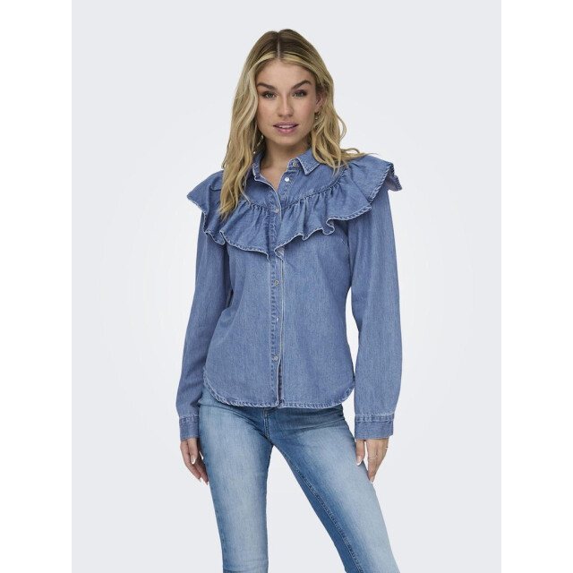 Only onlindigo ls frill dnm shirt qyt no 15297988 medium blue denim 06615.265.0073 large