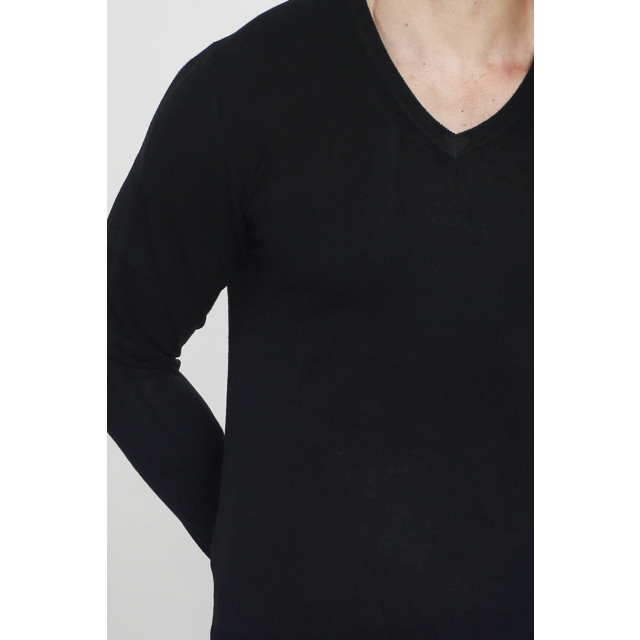 William de Faye Trui met v-neck zwart WFM10_BLACK large