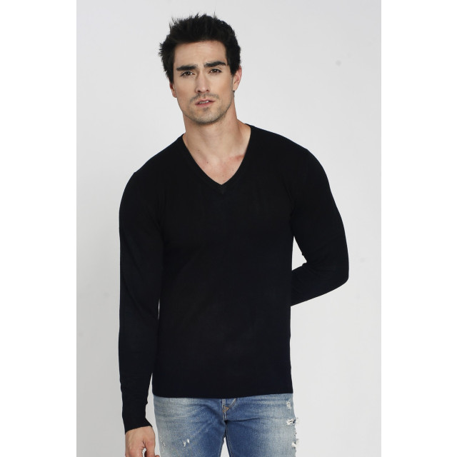 William de Faye Trui met v-neck zwart WFM10_BLACK large