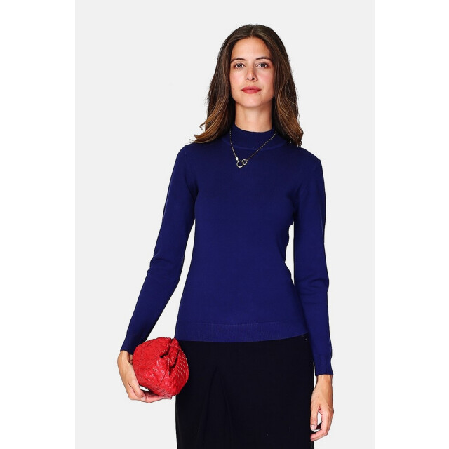 William de Faye Gebreide trechterhals bleu nuit WF2407_Night blue large