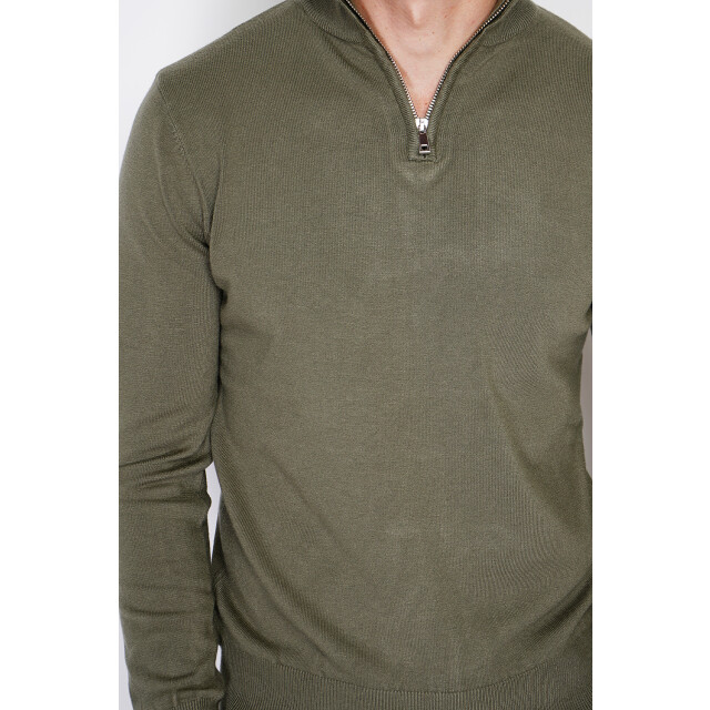 William de Faye Zipped sweater kaki WFM125_Khaki large