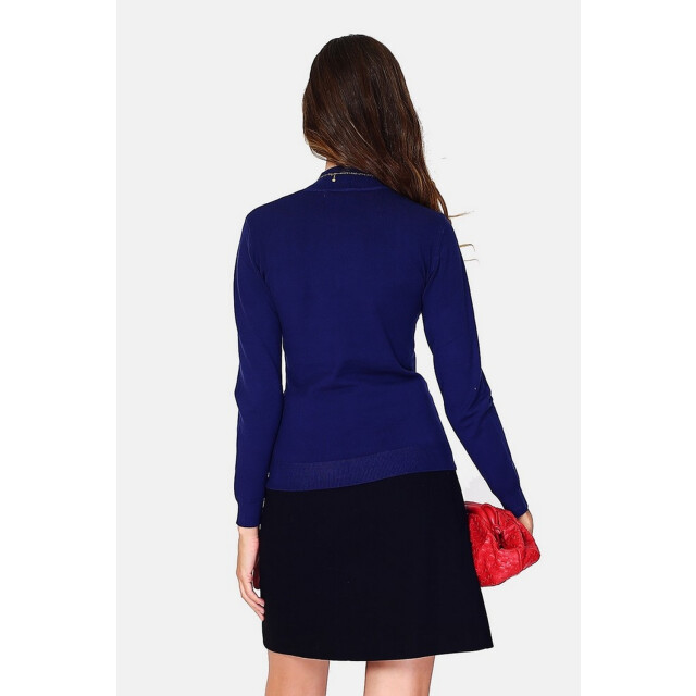 William de Faye Gebreide trechterhals bleu nuit WF2407_Night blue large