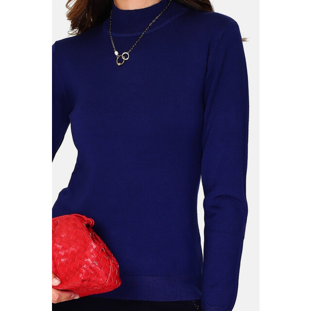 William de Faye Gebreide trechterhals bleu nuit WF2407_Night blue large