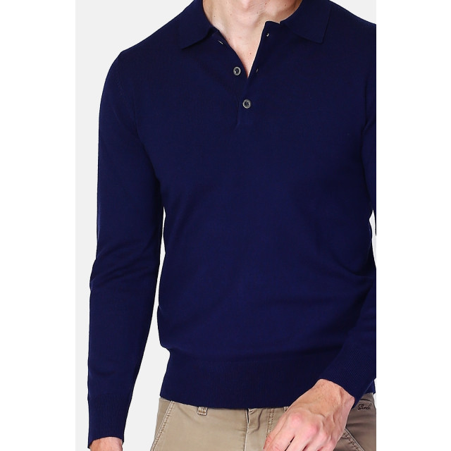 William de Faye Longsleeve polo night blue WFM90_Night blue large