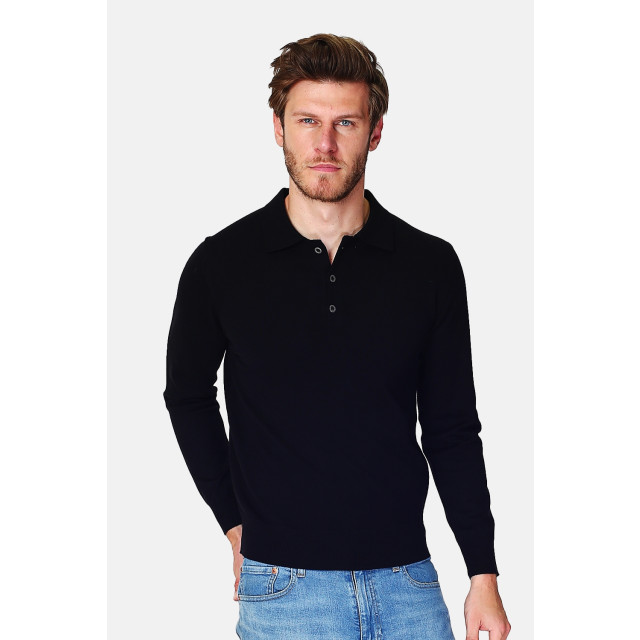 William de Faye Longsleeve polo black WFM90_Black large