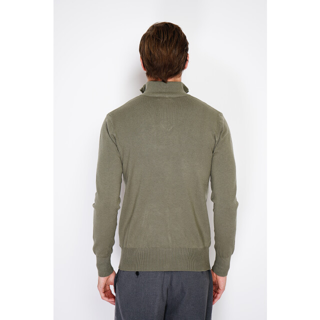William de Faye Zipped sweater kaki WFM125_Khaki large