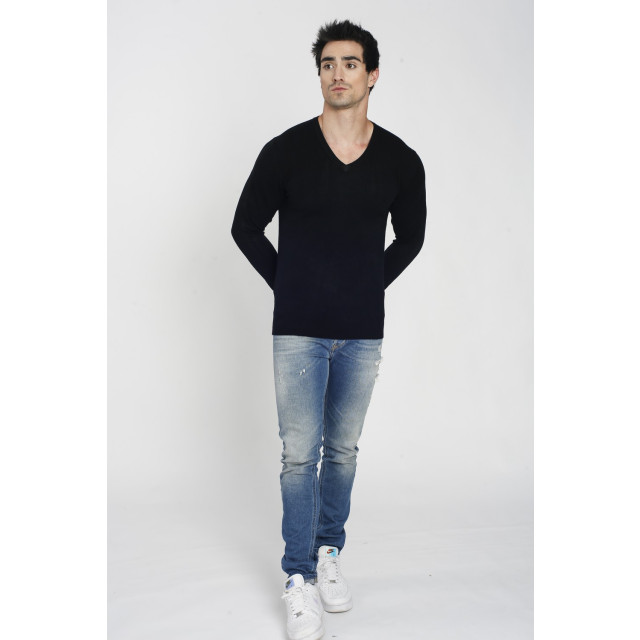 William de Faye Trui met v-neck zwart WFM10_BLACK large