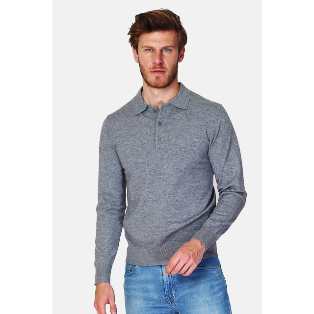 William de Faye Longsleeve polo grey WFM90_Grey large