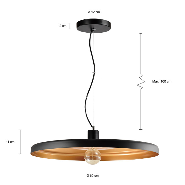 QUVIO Hanglamp rond met gouden binnenkant - 1395230 large