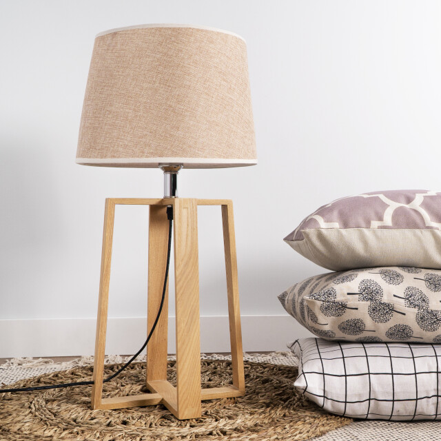 QUVIO Tafellamp hout en stof quv5116l-white 1395302 large